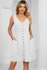 Buttoned Wide Strap Mini Dress - Trendsi - Flyclothing LLC