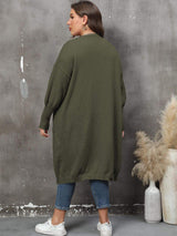 Plus Size Long Sleeve Pocketed Cardigan - Trendsi - Flyclothing LLC