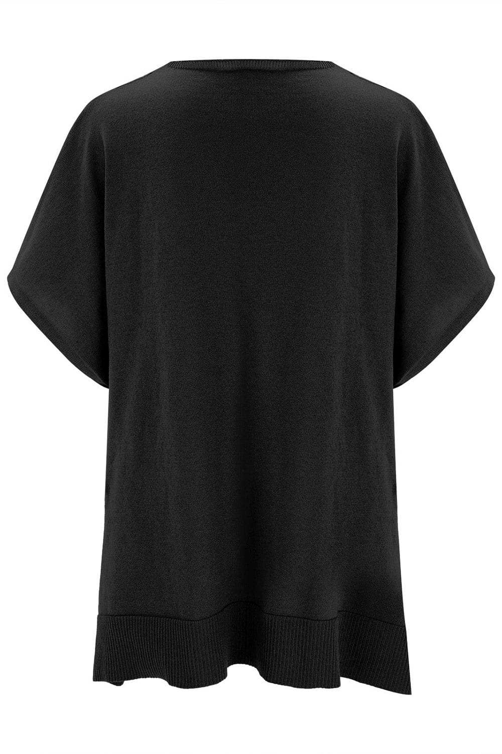 Slit V-Neck Half Sleeve Knit Top - Trendsi - Flyclothing LLC
