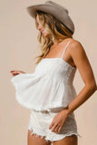 BiBi Fringed Hem Smocked Cami - Trendsi - Flyclothing LLC