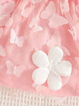 Children's Butterfly Decor Flower Applique Dress with Headband - Trendsi - Flyclothing LLC