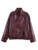 Asymmetrical Faux Leather Moto Jacket - Trendsi - Flyclothing LLC