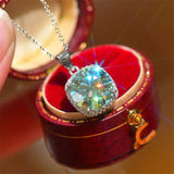 5 Carat Moissanite 925 Sterling Silver Pendant Necklace - Trendsi