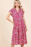 Mittoshop Abstract Print Ruffle Tier Midi Dress - Trendsi