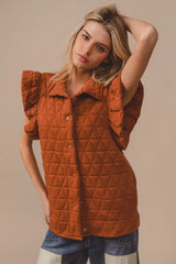 BiBi Quilting Knit Ruffle Sleeve Vest - Trendsi - Flyclothing LLC