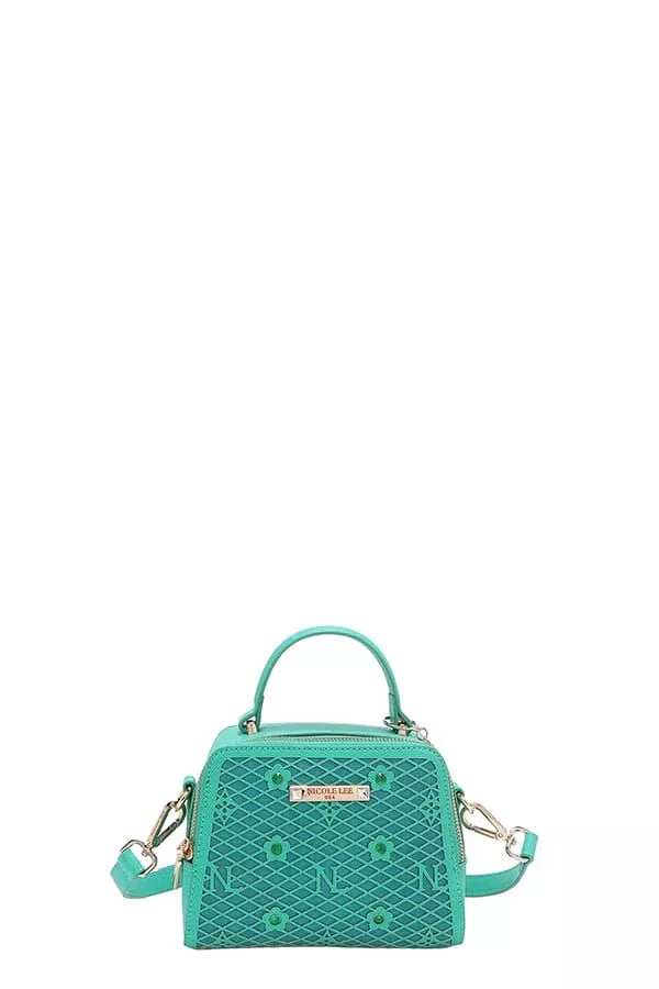 Nicole Lee USA Vegan Geometric Pattern Structured Handbag - Trendsi - Flyclothing LLC