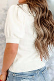 Sequin Mock Neck Short Sleeve Sweater - Trendsi - Flyclothing LLC