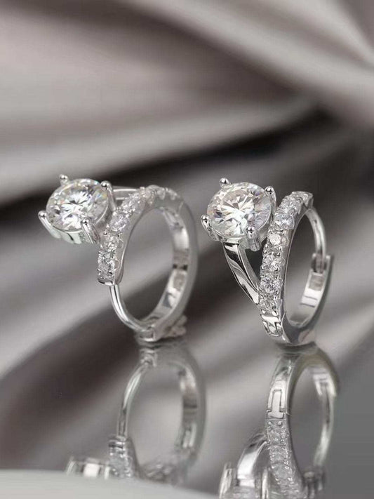 2 Carat Moissanite 925 Sterling Silver Huggie Earrings - Trendsi - Flyclothing LLC