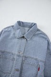 Striped Button Up Long Sleeve Denim Jacket - Trendsi - Flyclothing LLC