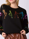 Halloween Colorful Sequin Skeleton Sweatshirt - Trendsi - Flyclothing LLC