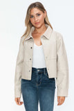 Snobbish Snap Down Long Sleeve PU Leather Jacket - Trendsi - Flyclothing LLC