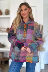 Double Take Full Size Plaid Dropped Shoulder Hoodie - Trendsi - Flyclothing LLC