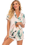Printed Button Up Short Sleeve Top and Shorts Lounge Set - Trendsi - Flyclothing LLC