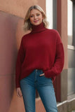 Basic Bae Turtleneck Dropped Shoulder Long Sleeve Sweater - Trendsi - Flyclothing LLC