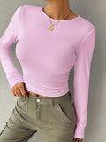 Round Neck Long Sleeve T-Shirt - Trendsi - Flyclothing LLC