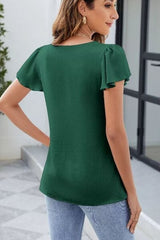 Frill Square Neck Flutter Sleeve Blouse - Trendsi