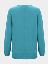 Side Slit Round Neck Long Sleeve T-Shirt - Trendsi - Flyclothing LLC