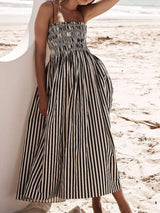 Smocked Striped Square Neck Cami Dress - Trendsi - Flyclothing LLC