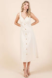 Mittoshop Stretch Twill Decor Button Sleeveless Midi Dress - Trendsi