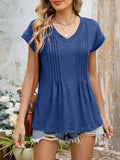 Casual V-Neck Pleated Front T-Shirt - Trendsi - Flyclothing LLC