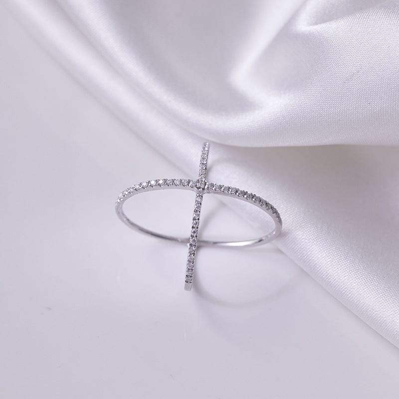 925 Sterling Silver Moissanite Crisscross Ring - Trendsi - Flyclothing LLC