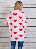 Angel Wings Heart Open Front Long Sleeve Cardigan - Trendsi