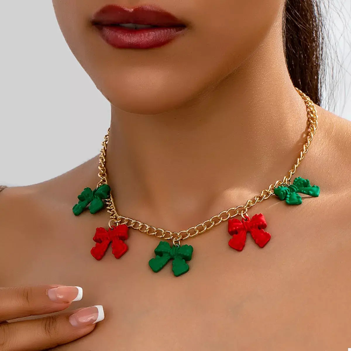 Bow Charm Chain Necklace - Trendsi - Flyclothing LLC