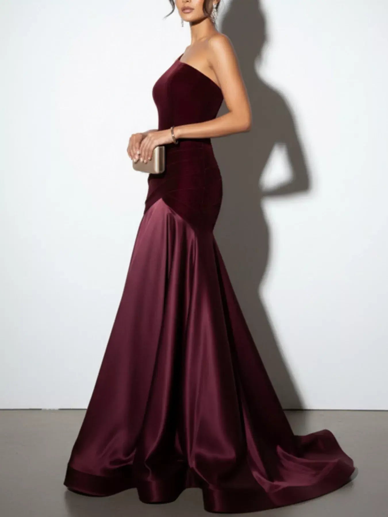 Single Shoulder Floor Length Dress - Trendsi - Flyclothing LLC