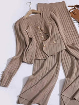 V-Neck Tank, Cardigan and Pants Three-Piece Sweater Set - Trendsi - Flyclothing LLC