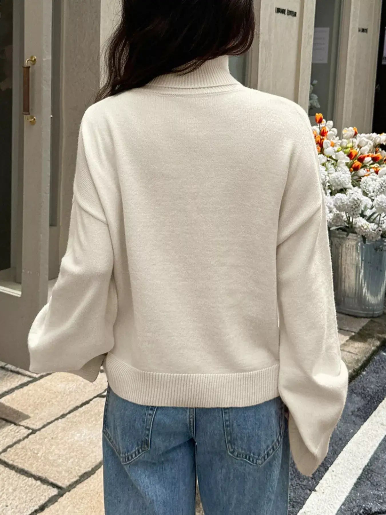 Turtleneck Long Sleeve Sweater - Trendsi - Flyclothing LLC