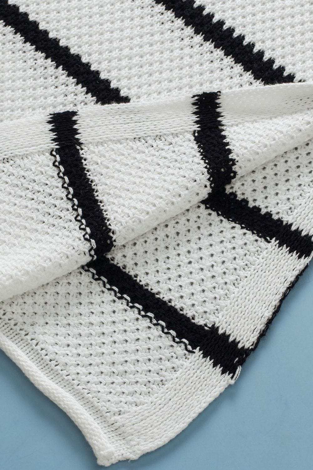 Stripe Drop Shoulder Side Slit Knit Top - Trendsi - Flyclothing LLC