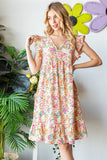 Heimish Full Size Floral Ruffled V-Neck Dress - Trendsi