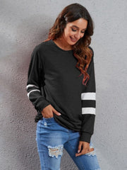 Full Size Striped Round Neck Long Sleeve T-Shirt - Trendsi