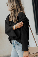 Textured Round Neck Long Sleeve Sweater - Trendsi - Flyclothing LLC