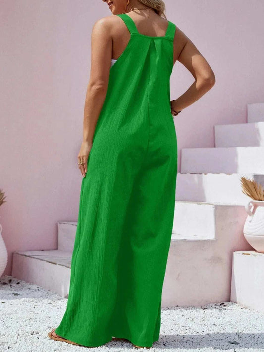 Plus Size Square Neck Wide Leg Overalls - Trendsi - Flyclothing LLC