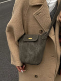 Vintage Suede Bucket Shoulder Bag - Trendsi - Flyclothing LLC