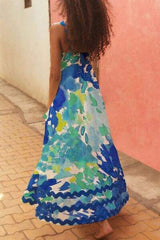 Printed Square Neck Wide Strap Dress - Trendsi - Flyclothing LLC