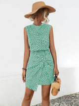Twisted Printed Sleeveless Mini Dress - Trendsi - Flyclothing LLC