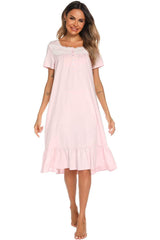 Lace Detail Square Neck Lounge Dress - Trendsi - Flyclothing LLC