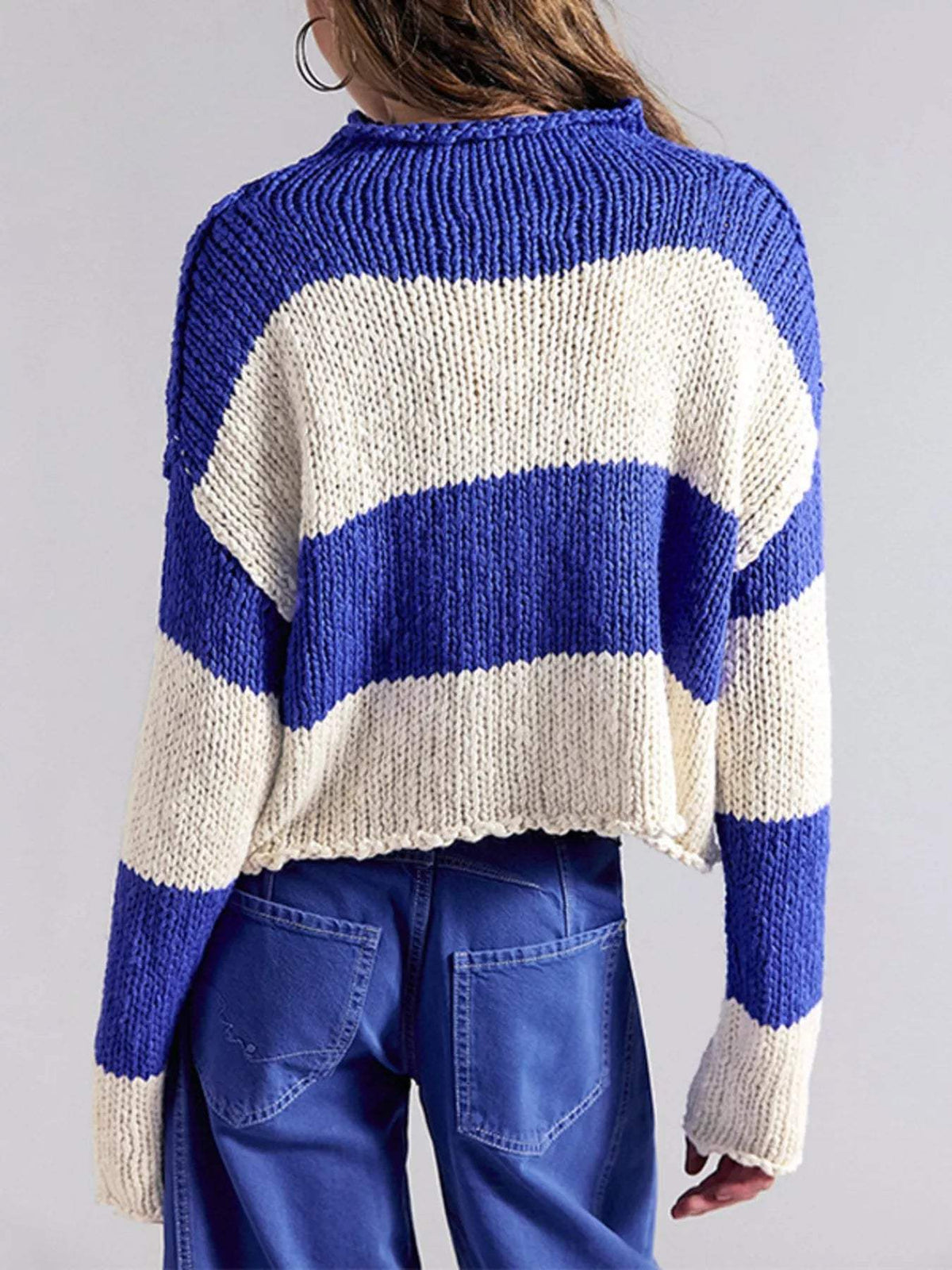 Chunky Knit Striped Sweater - Trendsi - Flyclothing LLC