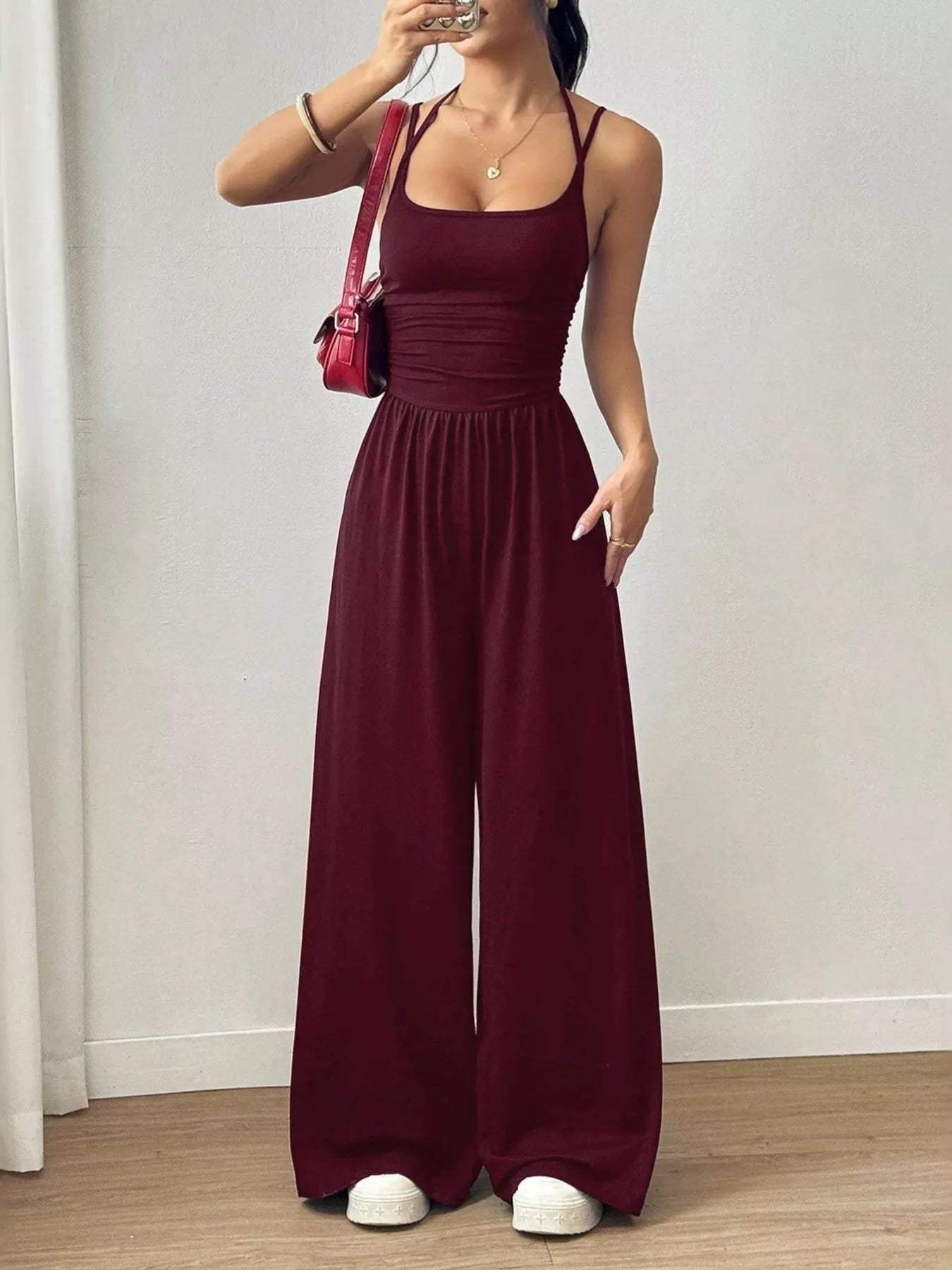 Spaghetti Strap Wide Leg Jumpsuit - Trendsi - Flyclothing LLC