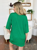 Double Take Full Size Texture Round Neck Drop Shoulder T-Shirt and Shorts Set - Trendsi - Flyclothing LLC