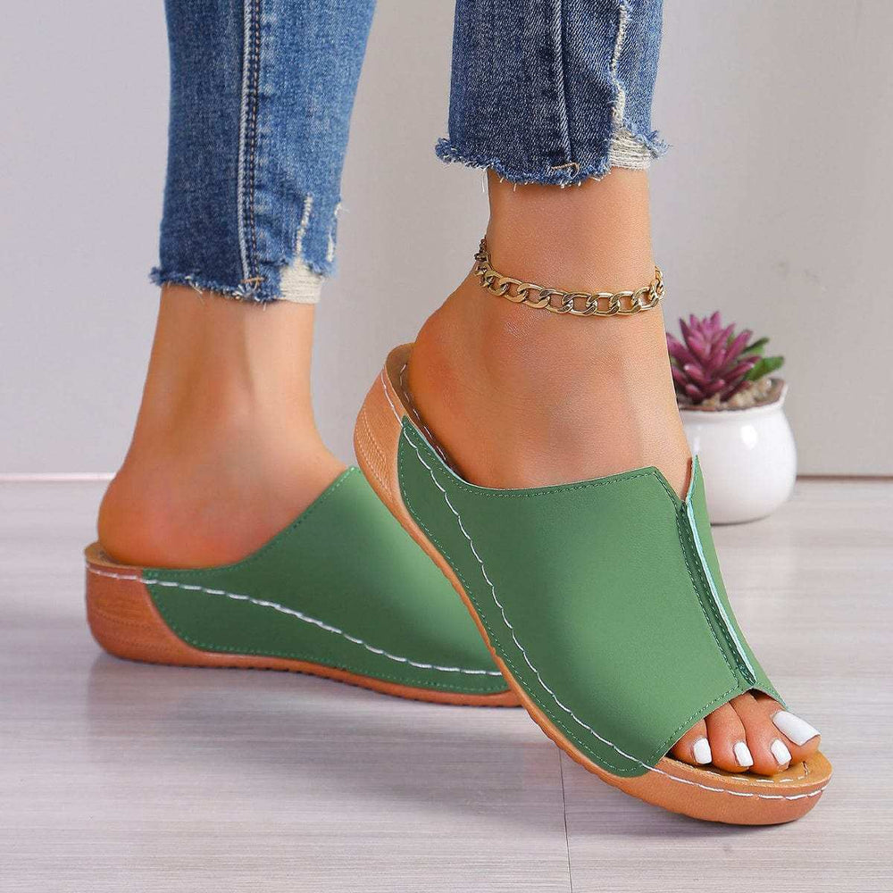 Open Toe Wedge Sandals - Trendsi - Flyclothing LLC