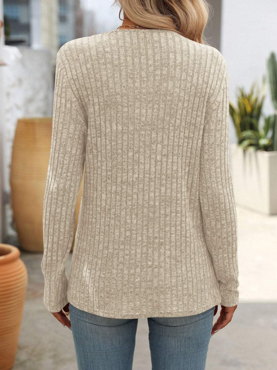 Square Neck Long Sleeve T-Shirt - Trendsi - Flyclothing LLC