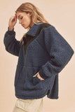 Aemi+Co Two Tone Half Zip Fleece Sweatshirt - Trendsi - Flyclothing LLC