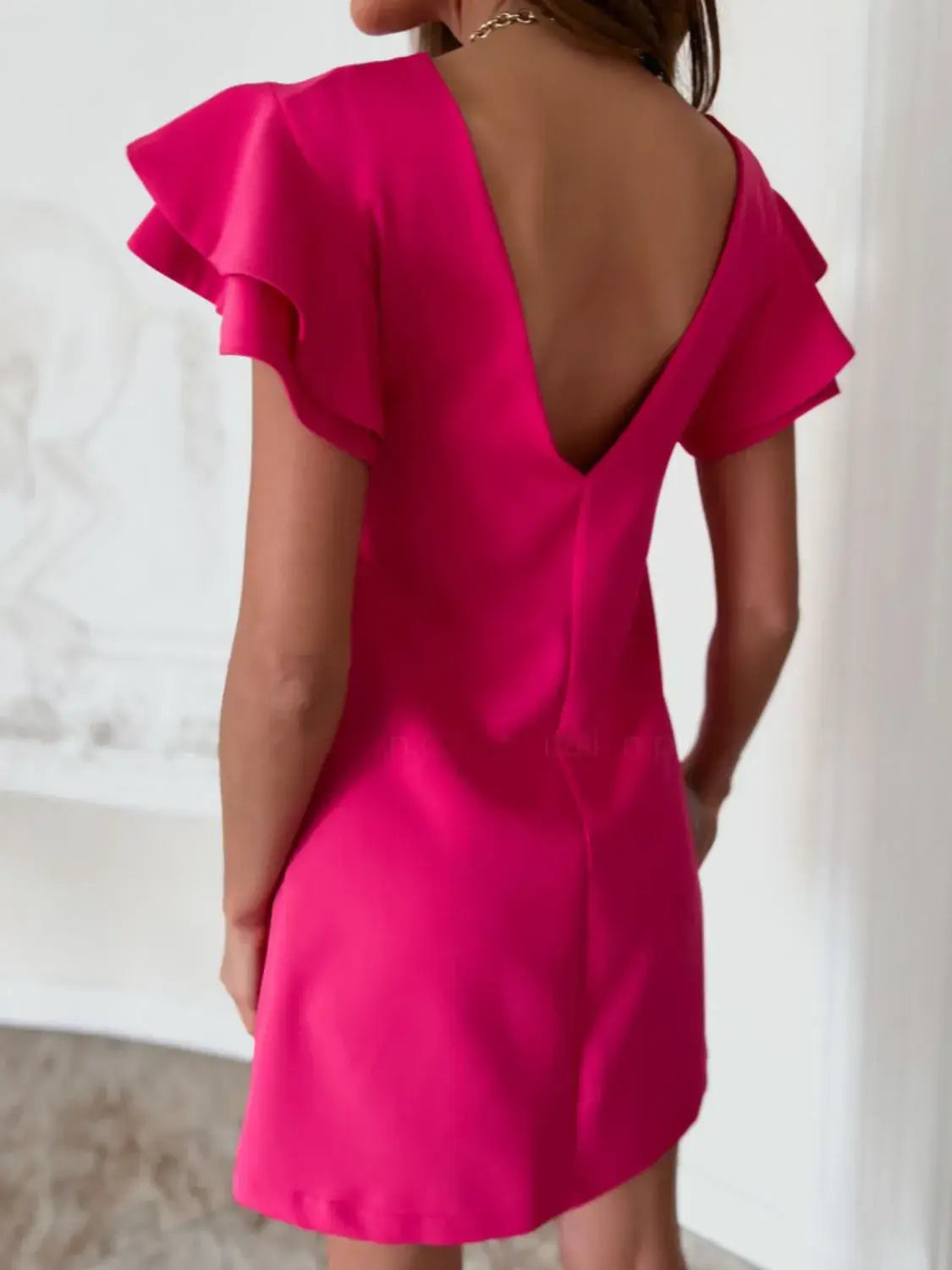 Ruffled Layered Short Sleeve Mini Dress - Trendsi - Flyclothing LLC