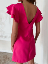 Ruffled Layered Short Sleeve Mini Dress - Trendsi - Flyclothing LLC