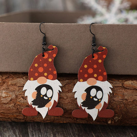 Point Hat Gnome Wooden Dangle Earrings - Trendsi