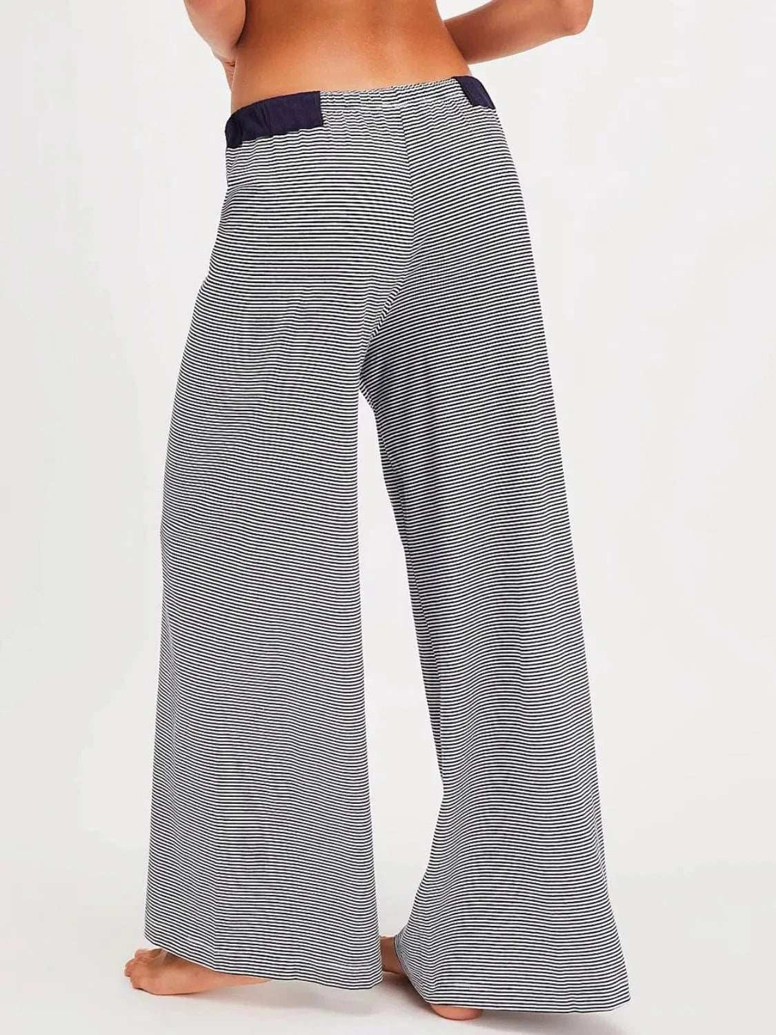 Drawstring Striped Wide Leg Pants - Trendsi - Flyclothing LLC