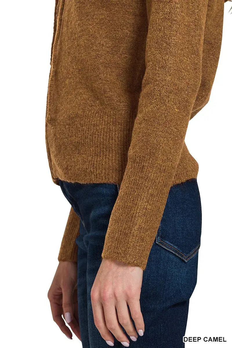 Zenana Drawstring Zip Up Hooded Cardigan - Trendsi - Flyclothing LLC